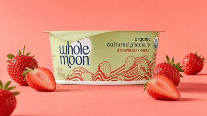 WholeMoon 5oz StrawberryCream Lifestyle Photo with Real Strawberries